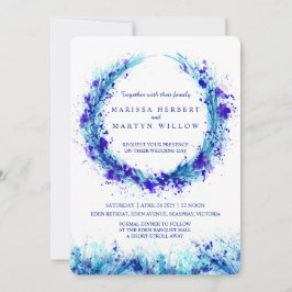 Blue watercolor art splat invitations de mariage