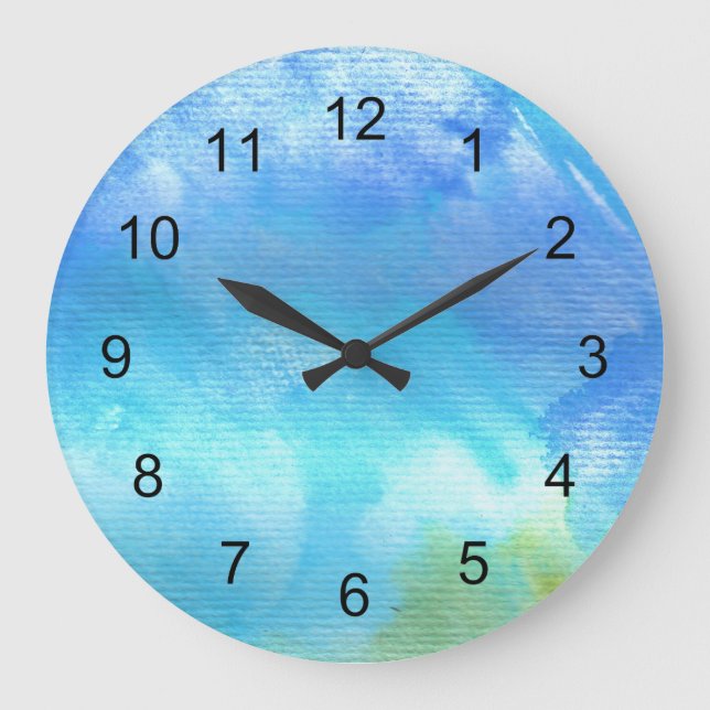 Blue Watercolor Art Uhr (Vorderseite)