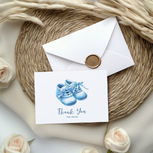 Blue Watercolor Baby Bootie Baby Dusche Dankeskarte