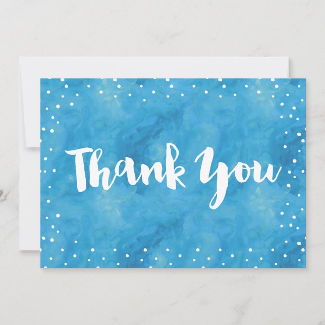 Blue Watercolor Baby Dusche | Dankeschön Karte (Vorderseite)