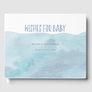 Blue Watercolor Baby Dusche   Nautic Gästebuch