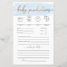 Blue Watercolor Baby Predictions Game