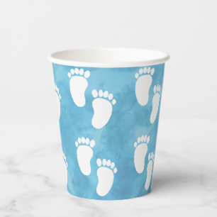 Blue Watercolor Baby Shooting Footprint Muster Pappbecher