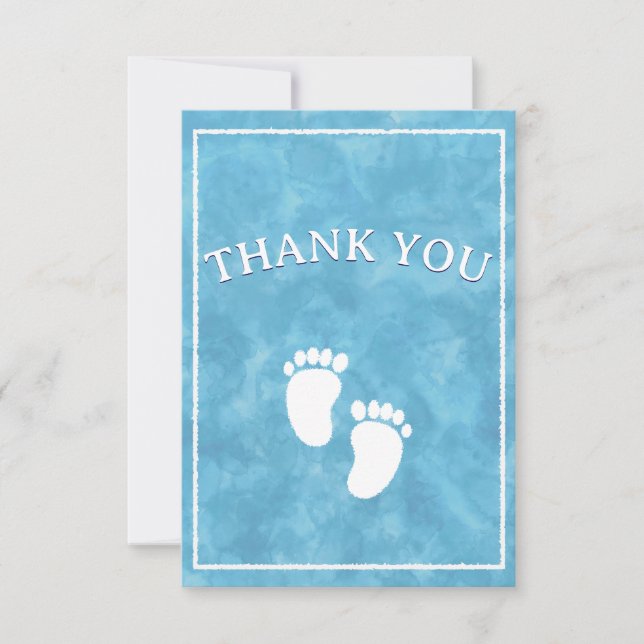 Blue Watercolor Baby Showroom Template Dankeskarte (Vorderseite)
