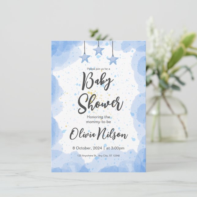 Blue Watercolor Babydusche, Oh Boy Baby Dusche (Stehend Vorderseite)