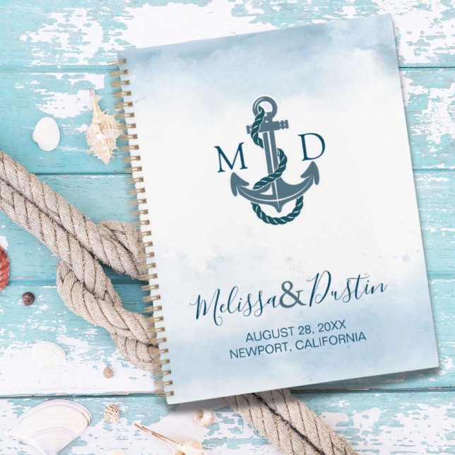 Blue Watercolor Beach Anchor Nautical Wedding Planer (Blue Watercolor Beach Anchor Nautical Wedding Planner)