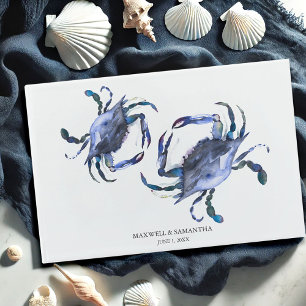 Blue Watercolor Beach Mariage Livre d'invités