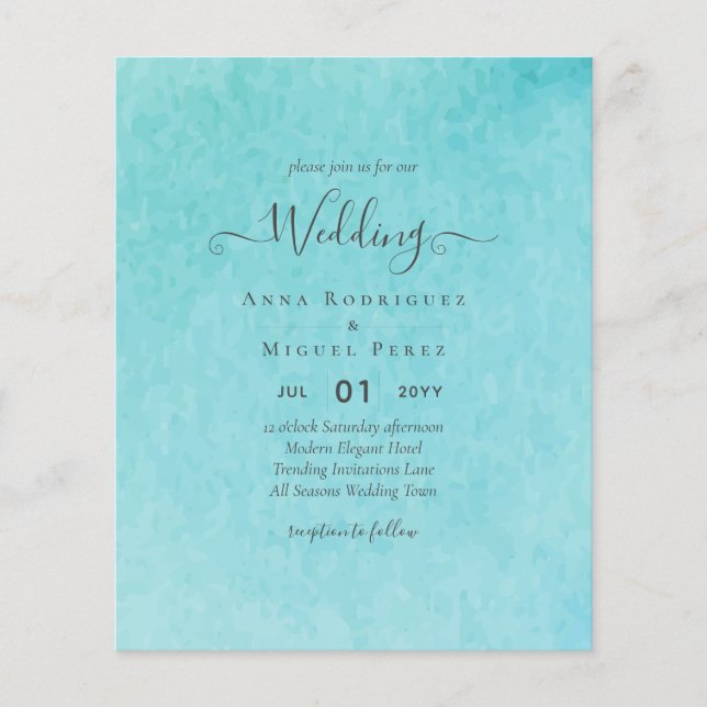 BLUE Watercolor Beach Wedding mit BLIZZARD Flyer (Vorne)