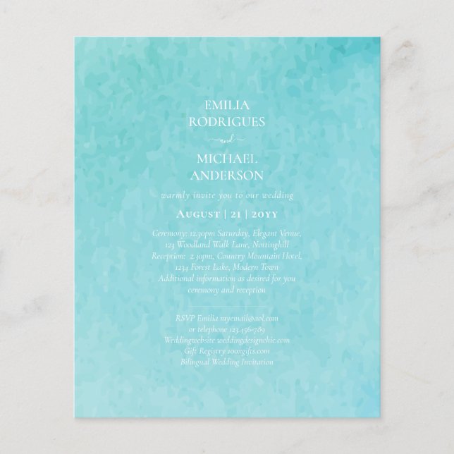 BLUE Watercolor Beach Wedding mit BLIZZARD Flyer (Vorne)