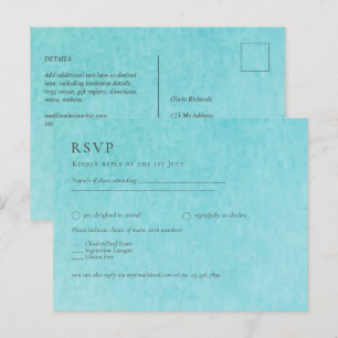 BLUE Watercolor Beach Wedding mit BLIZZARD Postkarte