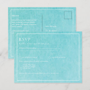 BLUE Watercolor Beach Wedding mit BLIZZARD Postkarte