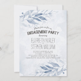 Blue Watercolor Blätter Blume Engagement Partei Einladung