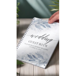 Blue Watercolor Blätter Botanical Wedding Gästebuc Notizblock