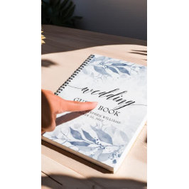 Blue Watercolor Blätter Botanical Wedding Gästebuc Notizbuch