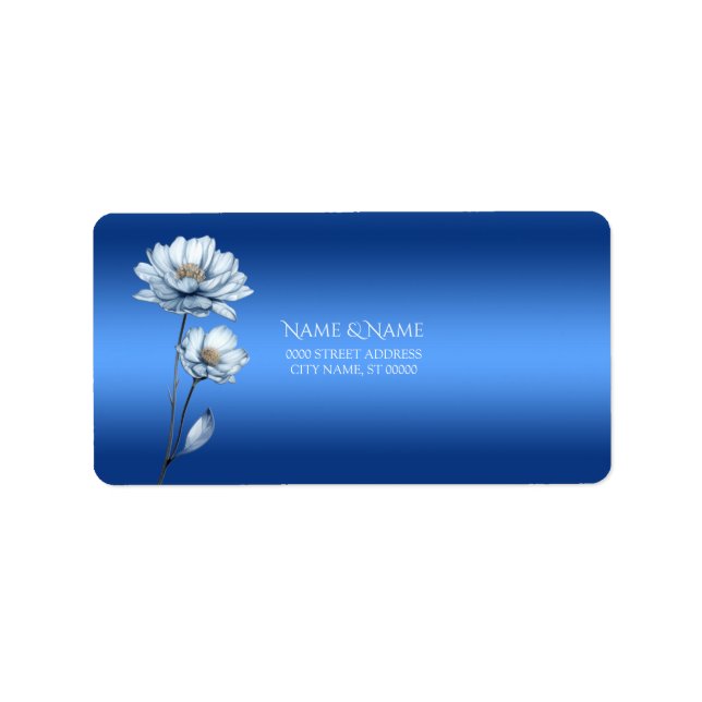 Blue Watercolor-Blume - Adressetikett (Vorne)