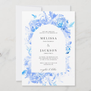 Blue Watercolor Blume Arch Wedding Einladung