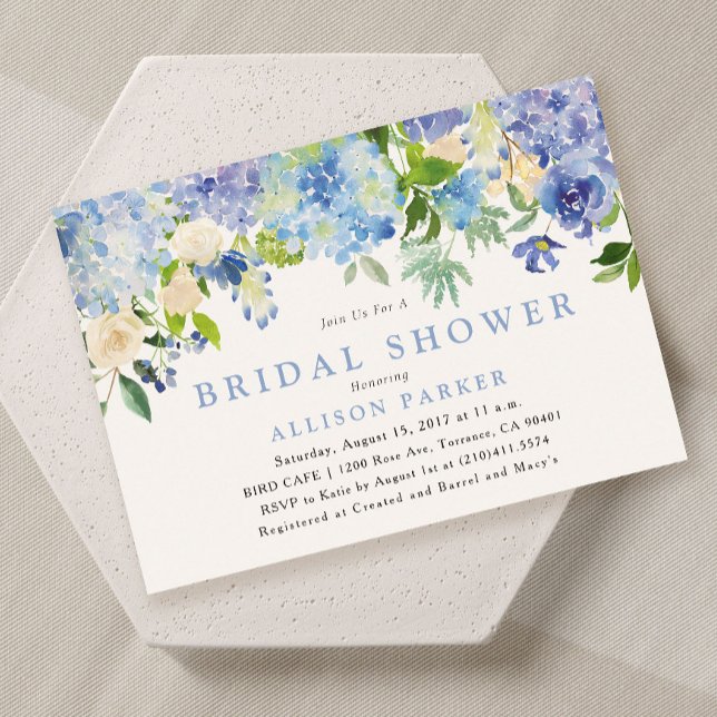 Blue Watercolor Blume Bridal Dusche Einladung (Von Creator hochgeladen)
