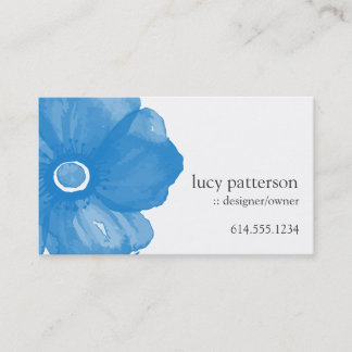 Blue Watercolor Blume Business Cards Visitenkarte