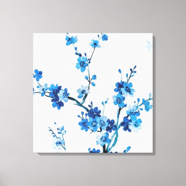 Blue Watercolor Blume Delicus Schöne Leinwanddruck (Vorderseite)