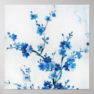 Blue Watercolor Blume Delicus Schöne Poster