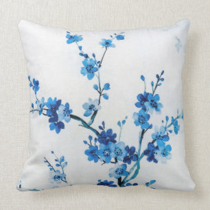 Blue Watercolor Blume Delikatessen Schöne, schön Kissen