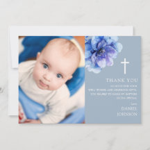 Blue Watercolor Blume Foto Taufe Christening