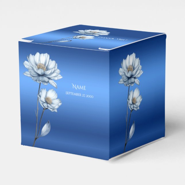 Blue Watercolor Blume Gefälligkeitsbox Geschenkschachtel (Vorderseite)