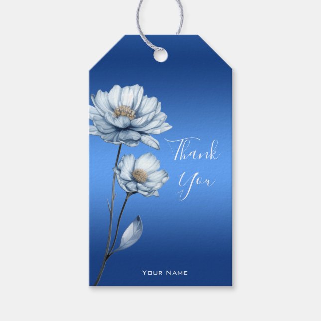 Blue Watercolor-Blume - Geschenkmarke Geschenkanhänger (Vorderseite)