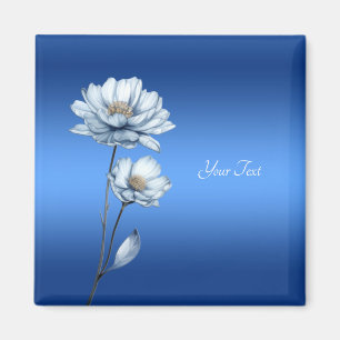 Blue Watercolor Blume Magnet