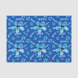 Blue Watercolor Blume mit Affirmations Seidenpapier