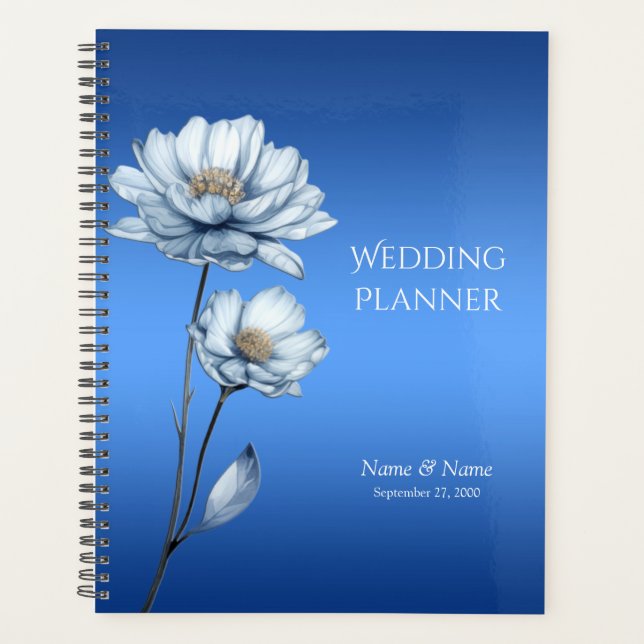 Blue Watercolor Blume Planer (Vorderseite)