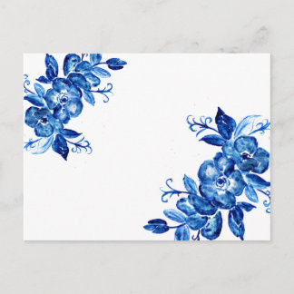 Blue Watercolor-Blume Postkarte
