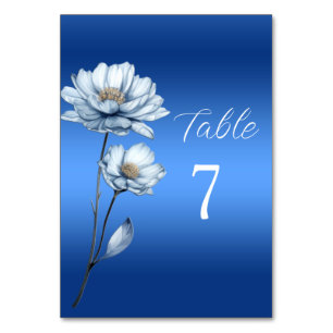 Blue Watercolor Blume Tischnummer