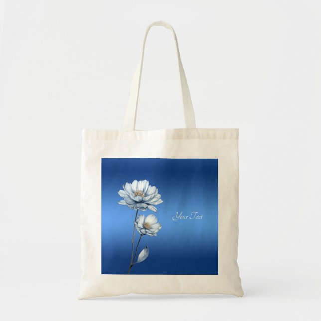 Blue Watercolor Blume Totbeutel Tragetasche (Vorne)