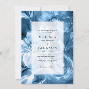 Blue Watercolor Blume Wedding Design Einladung