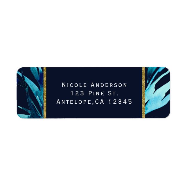 Blue Watercolor Botanical Glam Elegant Wedding (Vorne)