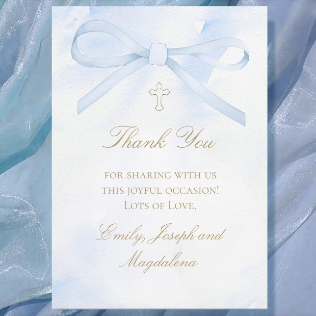 blue watercolor bow Thank You card Einladung (Von Creator hochgeladen)
