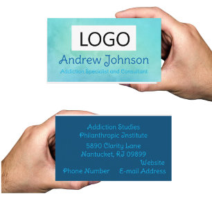 Blue Watercolor Business Cards Visitenkarte