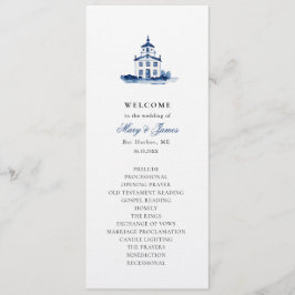 Blue Watercolor Church Wedding Flat Program Programm
