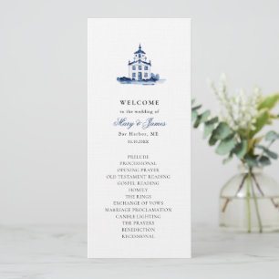 Blue Watercolor Church Wedding Flat Program Programm