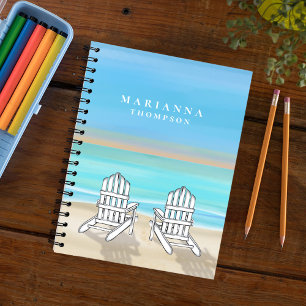 Blue Watercolor Coastal Personalisiert Notizbuch