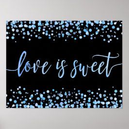 Blue Watercolor Confetti Dot Wedding Liebe ist süß Poster