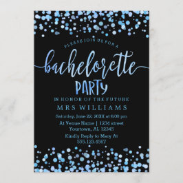 Blue Watercolor Confetti Dots Junggeselinnen-Absch Einladung