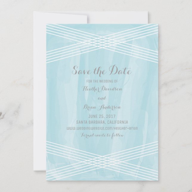 Blue Watercolor Deko Save the Date (Vorderseite)