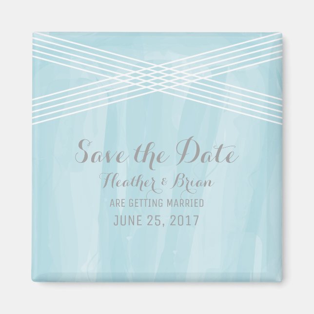 Blue Watercolor Deko Save the Date Magnet (Vorne)