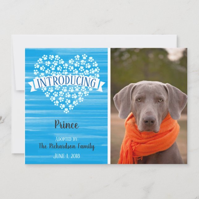 Blue Watercolor Dog Paw Print Foto Ankündigung (Vorderseite)
