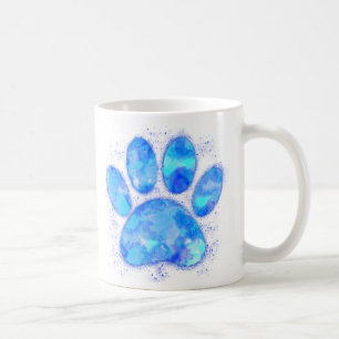 Blue Watercolor Dog Paw Print Kaffeetasse