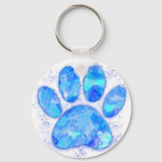 Blue Watercolor Dog Paw Print Schlüsselanhänger