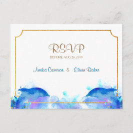 Blue Watercolor Dolphin UAWG Postard Einladungspostkarte