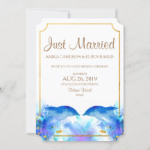 Blue Watercolor Dolphin Wedding Card